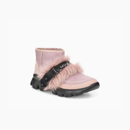 UGG Fluff Punk Pink Ankle Boots for Women (LOJK04825)